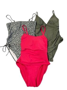 Calvin Klein Collection Red and Green One Piece Swimsuits selling as a bundle
